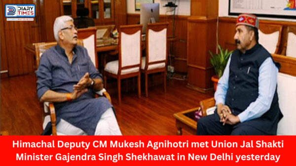 Himachal News : Himachal Deputy CM Mukesh Agnihotri met Union Jal Shakti Minister Gajendra Singh Shekhawat in New Delhi yesterday