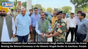 Himachal Pradesh Chief Minister Sukhvinder Singh Sukhu Witnessed the Grand Beating the Retreat Ceremony at the Historic Wagah Border in Amritsar, Punjab.