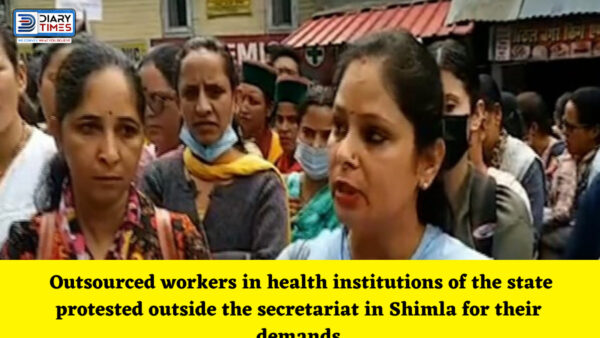 Shimla News : Outsourced workers in health institutions of the state protested outside the secretariat in Shimla for their demands