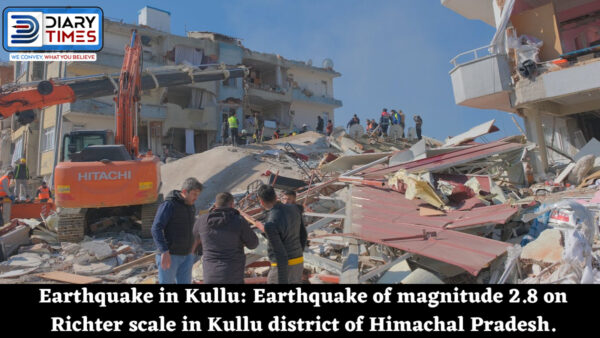 Earthquake in Kullu: Earthquake of magnitude 2.8 on Richter scale in Kullu district of Himachal Pradesh.