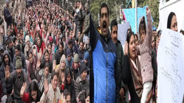 Ruckus of SMC teachers along with their families in Shimla - Photo: Diary Times