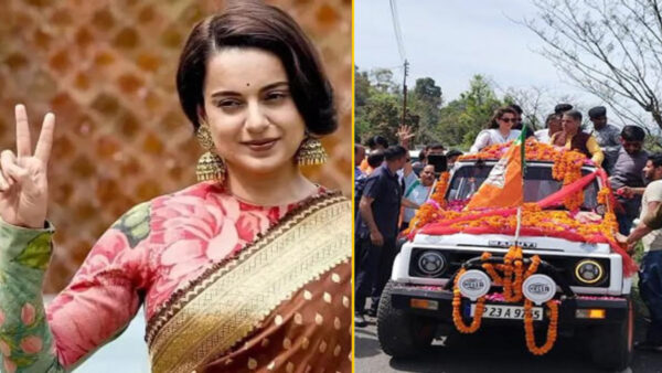 Kangana Ranaut Did A Road Show On Reaching Her Home Constituency