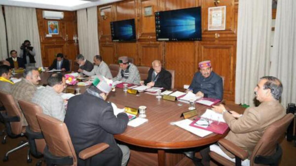 Minister and CM during Himachal cabinet meeting.