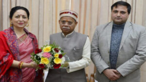 Sardar Patel University Mandi Pro-VC Professor Anupama Singh met Governor Shiv Pratap Shukla in Mandi.