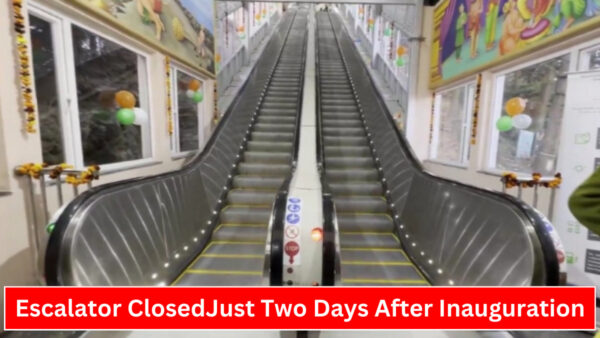 The escalator built in the world famous Hanuman temple Jakhu