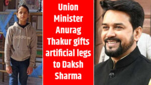 Union Minister Anurag Thakur gifts artificial legs to Daksh Sharma