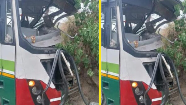 Bus going from Hamirpur to Vrindavan collides with hill