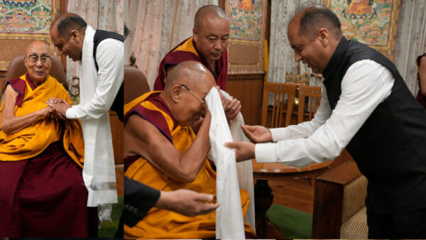 Dharamshala: BJP candidate Kangana Ranaut took blessings of victory from religious leader Dalai Lama.