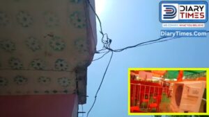 Illegally installed electric wire.