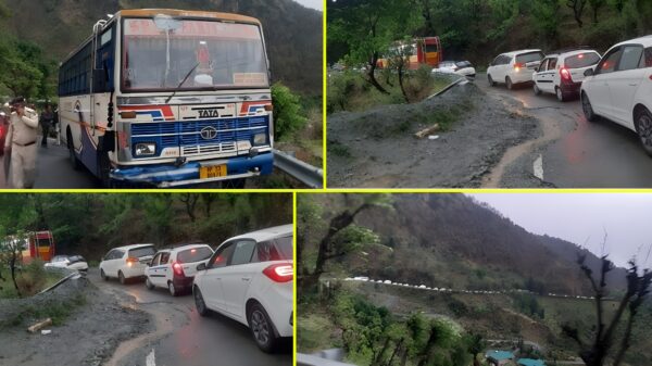 Car and bus collide fiercely on Mandi-Pathankot NH