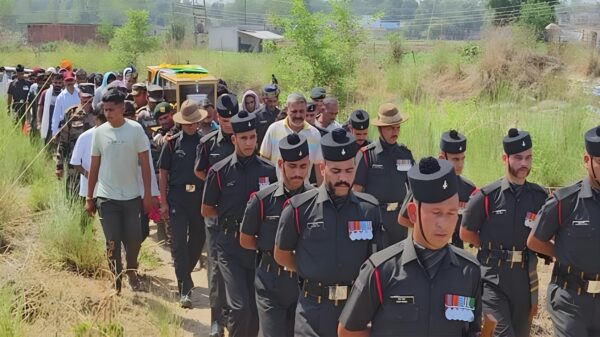 Martyr Kulwinder Singh's fellow soldiers also remembered his sacrifice by firing in the air.