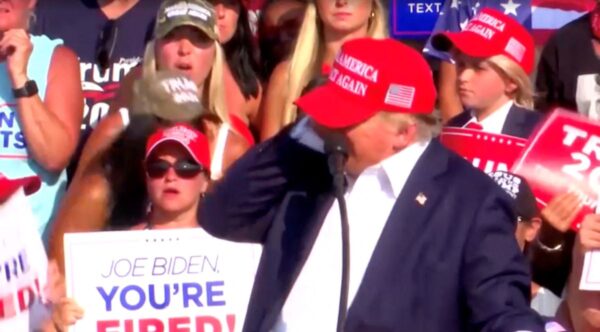 IMAGE: Republican presidential candidate and former US President Donald Trump reacts after gunfire rang out during a campaign rally at the Butler Farm Show in Butler, Pennsylvania, on July 13, 2024, in this screen grab taken from a video. Photograph: Reuters TV/Reuters