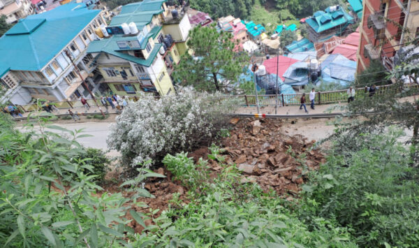 Landslide beneath STPI Building at SDA Complex Kasumpti blocks National Highway, govt offices at risk