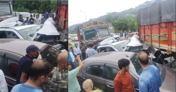 Accident on Kiratpur-Nerchowk four lane: Four vehicles collided, three including two children injured