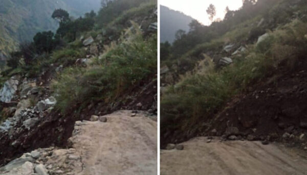 Traffic affected as road collapse at Nigulsari in Kinnaur closes NH-5