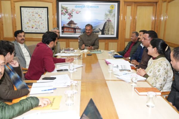 CM Sukhu chairing the meeting of the Energy Department.