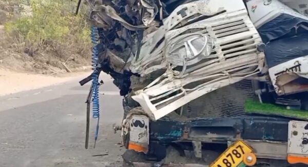 A major accident happened near AIIMS hospital, one driver died in a collision between two trucks