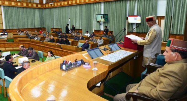 Governor Shiv Pratap Shukla addressing the House on the first day of the budget session