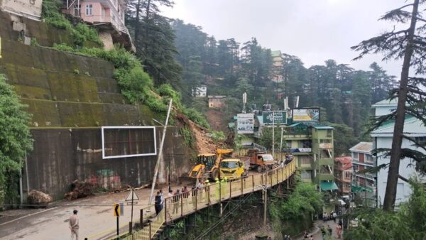 Massive Landslide Near St. Edward’s School in Shimla Disrupts Traffic; School Closed for Two Days