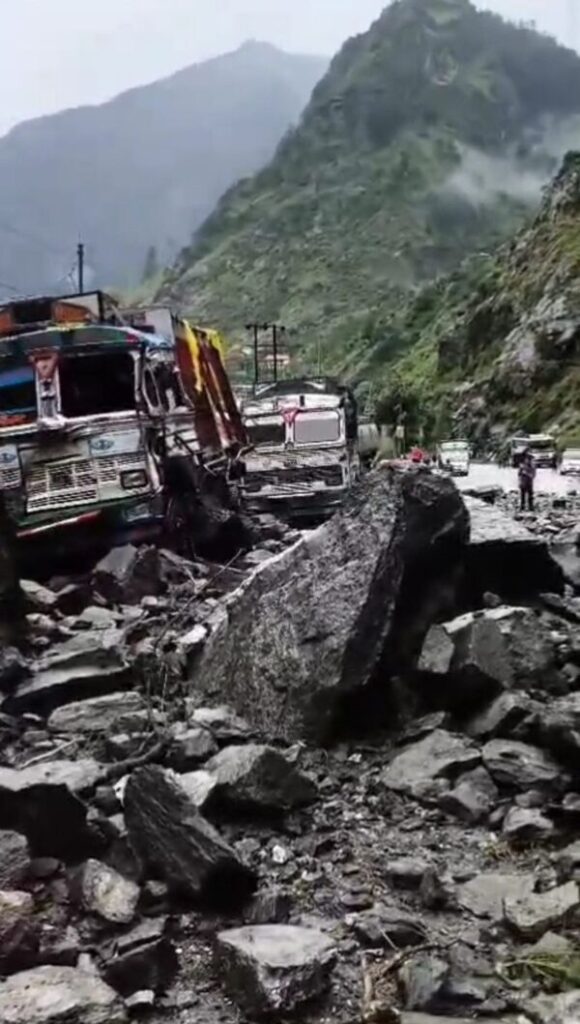 Dozens of Vehicles Damaged by Falling Rocks in Kinnaur