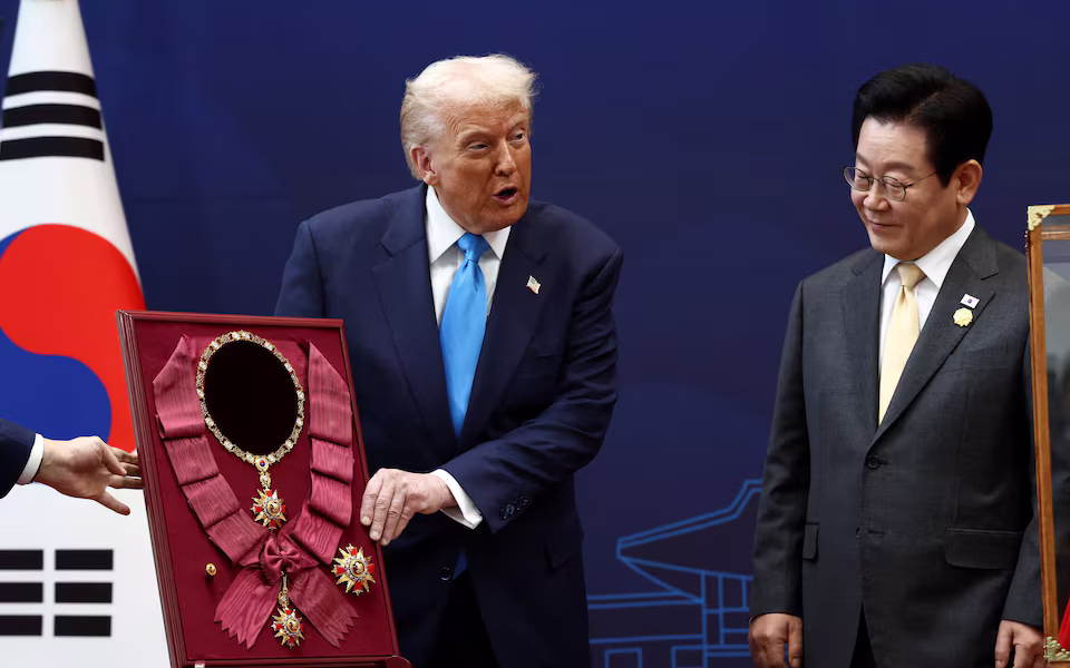 South Korea Welcomes Trump with Golden Crown, Top National Honor, and a Ketchup-Inspired Feast