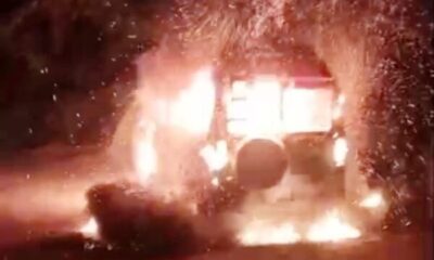 Tempo Traveller Catches Fire Near Sanaura, 37-Year-Old Driver Burned to Death
