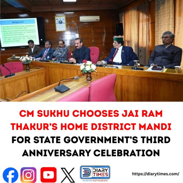 CM Sukhu Chooses Jai Ram Thakur’s Home District Mandi for State Government’s Third Anniversary Celebration