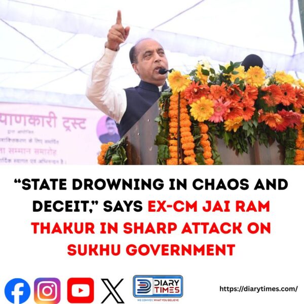 “State Drowning in Chaos and Deceit,” Says Ex-CM Jai Ram Thakur in Sharp Attack on Sukhu Government